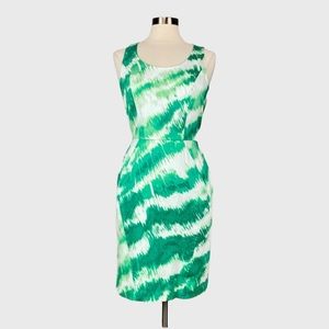 Vince Camuto Womens Sleeveless Sheath Dress Green Feline Absract Print size 10